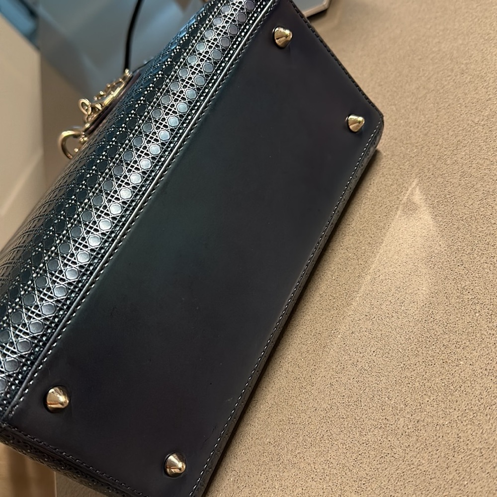 Authentic Patent metallic Lady Dior blue bag - Picture 10 of 16